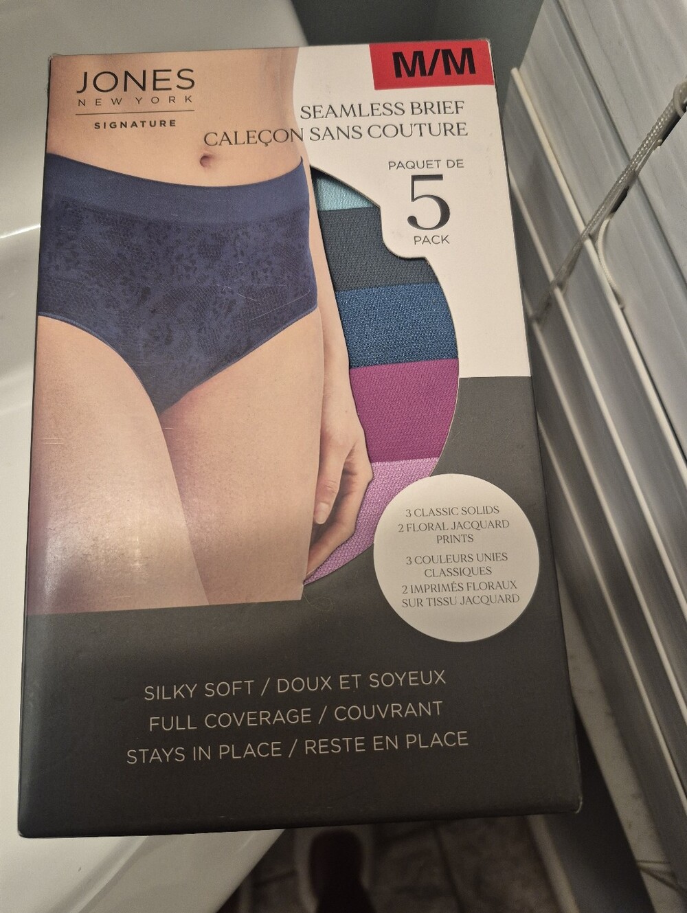 Jones New York Women’s Seamless Briefs - Navy, Teal & Purple (5-Pack)